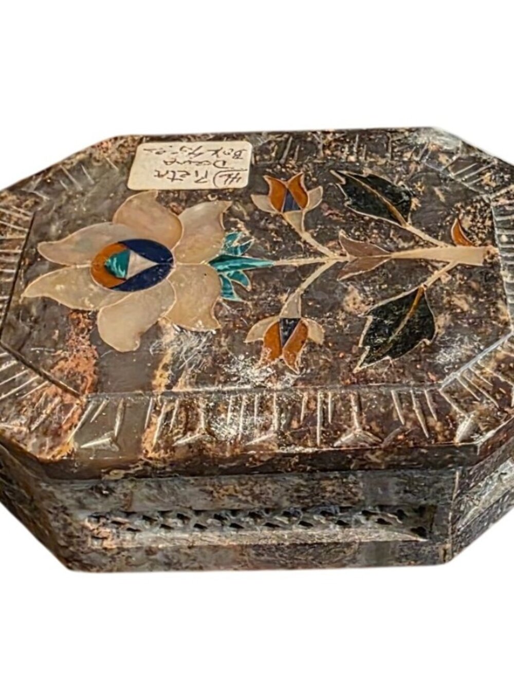 Jewelry/Trinket Pietra Dura Box Handcrafted Marble Inlay Floral